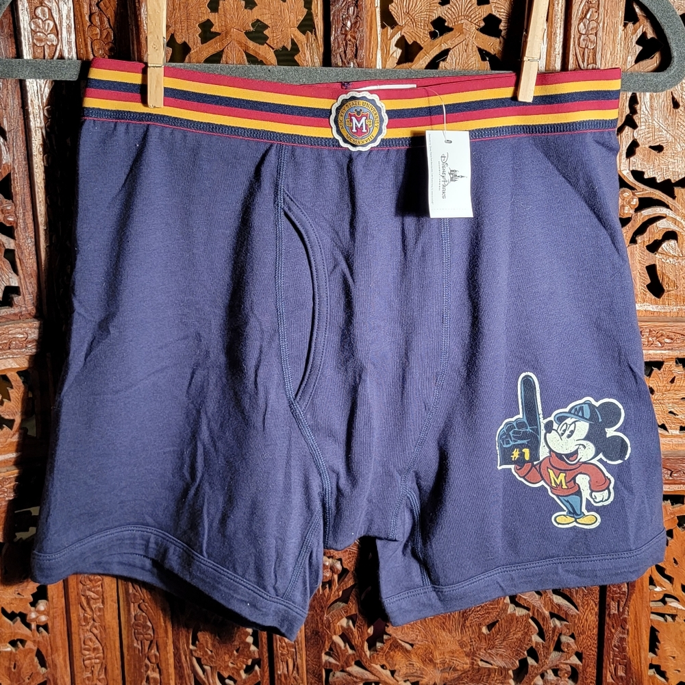 NWT Disney Mickey University Navy Blue Boxer Briefs, Size Medium